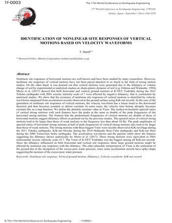 Más sobre Identificación de Respuestas No Lineales del Sitio a Movimientos Verticales Basados en Formas de Onda de Velocidad.