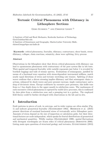Más sobre Fenómenos Críticos Tectónicos con Dilatancia en Secciones de la Litosfera.