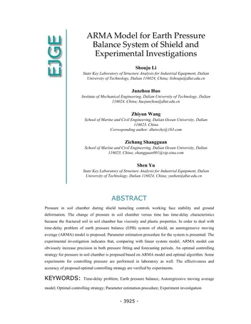 Más sobre Modelo Arma para el Sistema de Balance de Presión de la Tierra del Escudo y Investigaciones Experimentales