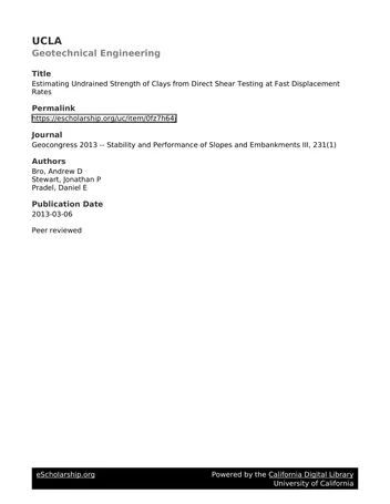 Más sobre Estimación de la Resistencia No Drenada de Arcillas mediante Pruebas de Corte Directo a Desplazamiento Rápido